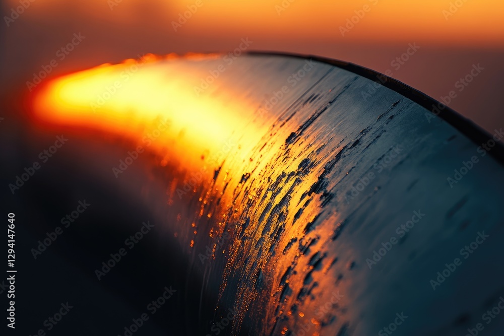 Poster sunset's fiery glow illuminates a textured surface, creating a mesmerizing abstract scene.
