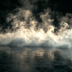 Obraz premium The cloudy formations above the reflective water are interesting and atmospheric