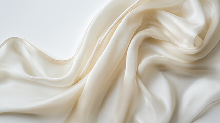 Silk Fabric in Soft White, Elegant and Flowing Texture
