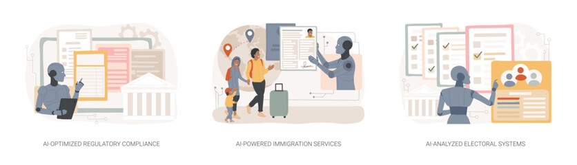 AI in Government Management abstract concept vector illustrations.