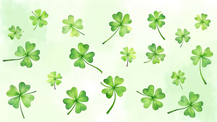 watercolor shamrock pattern, textured green background design