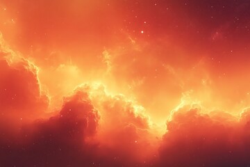 Spectacular clouds and stars displaying a fiery cosmic atmosphere