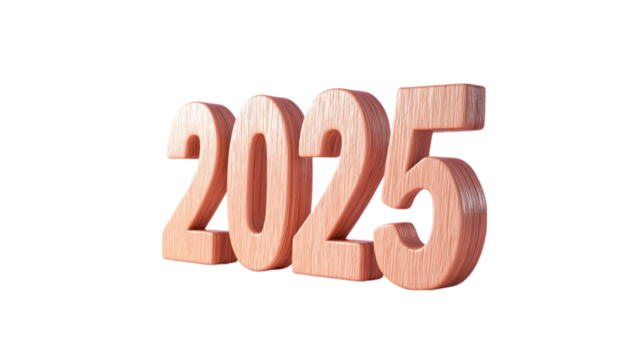 The wooden numbers "2025," symbolizing the upcoming year, perfect for New Year celebrations and milestone events. This image is ideal for content related to annual celebrations, time, and future plann