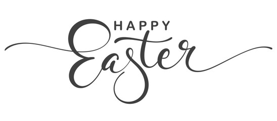 Happy easter hand lettering calligraphy isolated on white background. Vector holiday illustration element. Happy easter script calligraphy