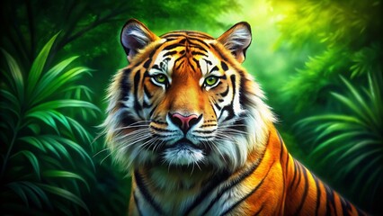 Fototapeta premium Majestic Tiger in Zoo Enclosure - Captive Wildlife Photography