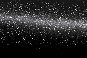 Abstract Silver Particles Scattered on Black Background with Milky Way Inspired Band