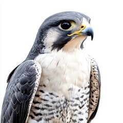 Close Up Portrait Of A Majestic Falcon Against White Backgrounds