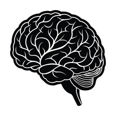 Realistic Brain cerebrum line art vector silhouette design
