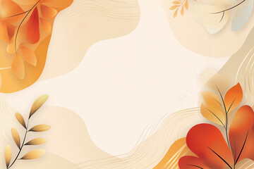 Abstract Autumn Leaves and Fluid Shapes Background
