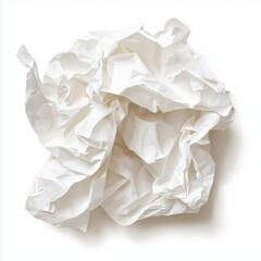 Highly detailed, realistic illustration of crumpled white tissue with soft folds, wrinkles, subtle shadows, and three-dimensional depth on a clean white background.