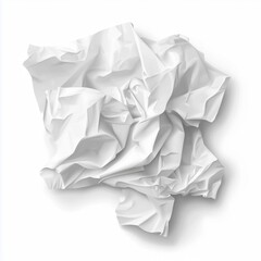 Highly detailed, realistic illustration of crumpled white tissue with soft folds, wrinkles, subtle shadows, and three-dimensional depth on a clean white background.