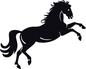 Rearing Wild Horse Silhouette Isolated On White