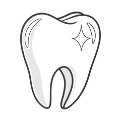 Human teeth iconic logo cartoon line vector illustration