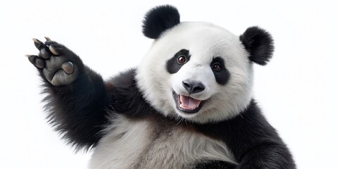 Fototapeta premium Dancing Panda: Fun Black and White Isolated Stock Photo