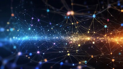 Fototapeta premium Abstract Network: Interconnected Nodes and Global Connections