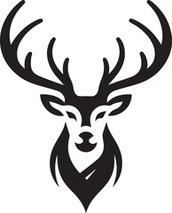 Deer Head Vector Illustration in Black and White