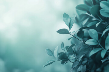 Muted Teal Leaves with Soft Light Background