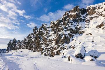 Snowed Thingvellir National Park in winter (Golden circle - South Iceland)