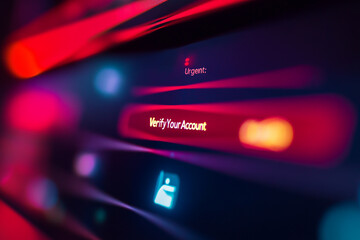 A fraudulent email notification urging the recipient to verify their account, emphasizing security risks, identity theft, and online scams