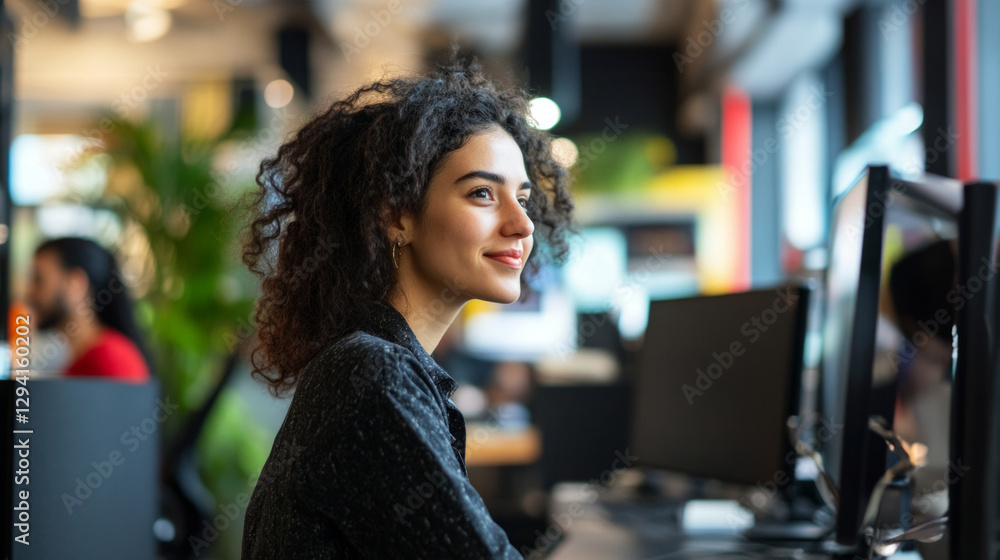 Poster remote workers collaborate effectively through video conferencing during a productive team meeting i