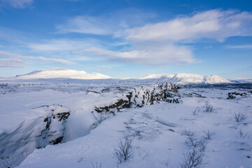 Snowed Thingvellir National Park in winter (Golden circle - South Iceland)