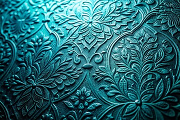 Deep Teal Textured Surface: Glossy Abstract Background with Intricate Patterns
