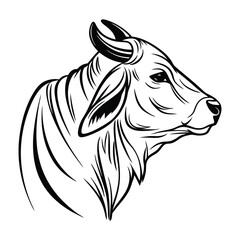 Logo of a high-quality breed cow head iconic line art silhouette desgin
