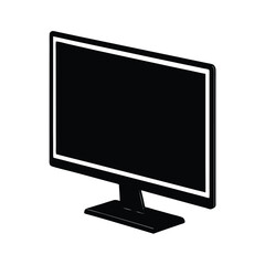 Modern large desktop monitor silhouette artistically showcased in a sleek digital office environment
