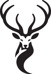 Deer Head Vector Illustration in Black and White