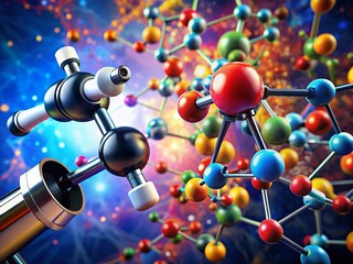 Microscopic View of Nitric Oxide (NO) Molecular Structure: 3D & Flat Models, Chemical Formula