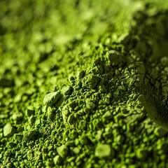 Vibrant Matcha Green Tea Powder in Ultra-HD Macro Closeup with Soft Natural Lighting