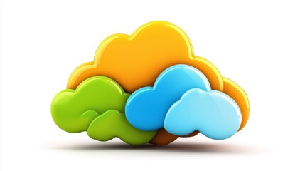 Colorful 3D Cloud Illustration on White Background