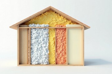 Visualizing Optimal Home Insulation A Cross-Section Model Illustrating Various Insulation Materials for Enhanced Energy Efficiency and Thermal Comfort