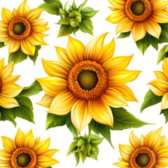 seamless pattern with sunflowers