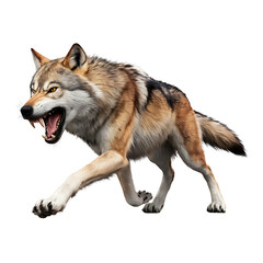 Obraz premium Intense Wolf in Motion with Bared Teeth