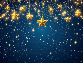 Golden stars, night sky, celebration, background