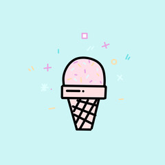 ice cream icon, cone. pop a sticker