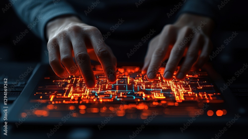 Poster hacker cybersecurity breach digital space visual concept abstract