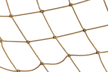Football or tennis net. Rope mesh on a white background close-up
