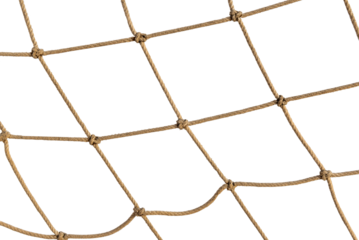Football or tennis net. Rope mesh on a white background close-up