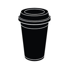 Portable coffee cup silhouette with secure lid capturing vibrant on-the-go energy in busy office environments