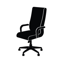 Ergonomic modern office chair silhouette featuring high backrest