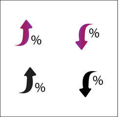 Percent Arrow Icon Set – Growth, Increase, Decrease Arrows | Up & Down Vector Icons
