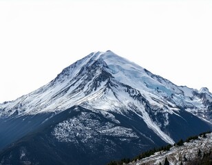 snowy single mountain peak isolated on white or transparent