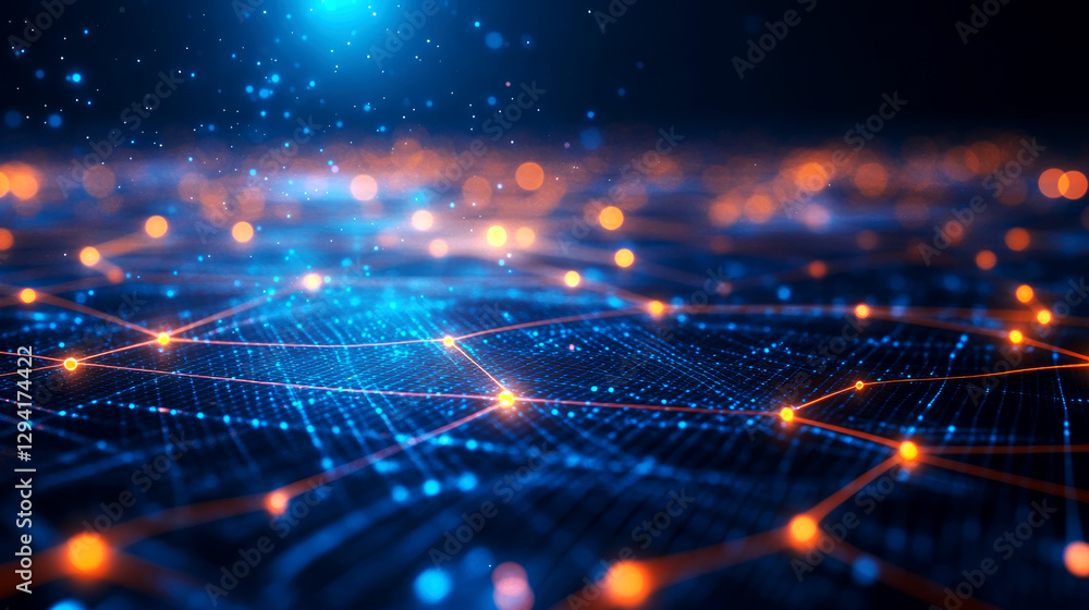 Aufkleber dynamic fiber optic cable connectivity in a high-tech environment illuminated network patterns vibra