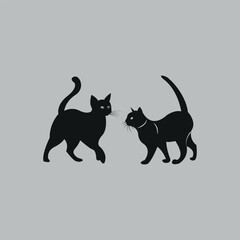 Two Black Cats Silhouettes