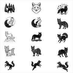Naklejka premium Arctic Fox Silhouette Vector 