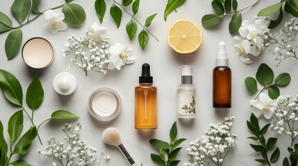 Skin care concept. Zero waste natural cosmetics products. Flat lay.