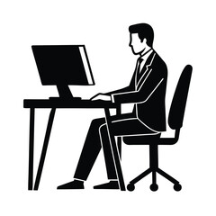 Executive engaged in computer work at desk to boost productivity