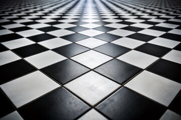 Minimalist Black and White Checkered Floor with Grey Tile - Abstract Geometric Background